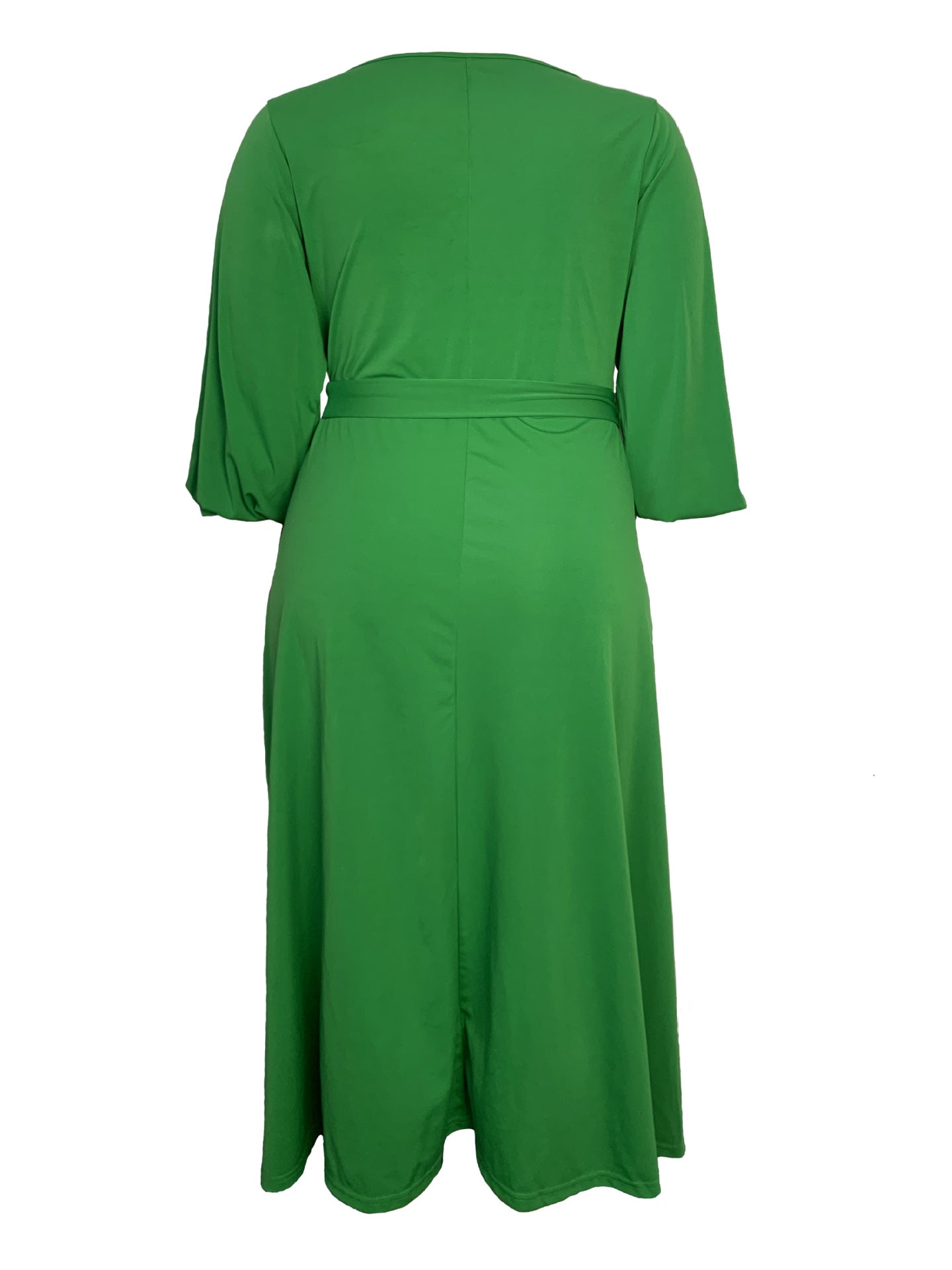 Plus Size Slim Waist Chic Sexy Swing Dress With Belt 5