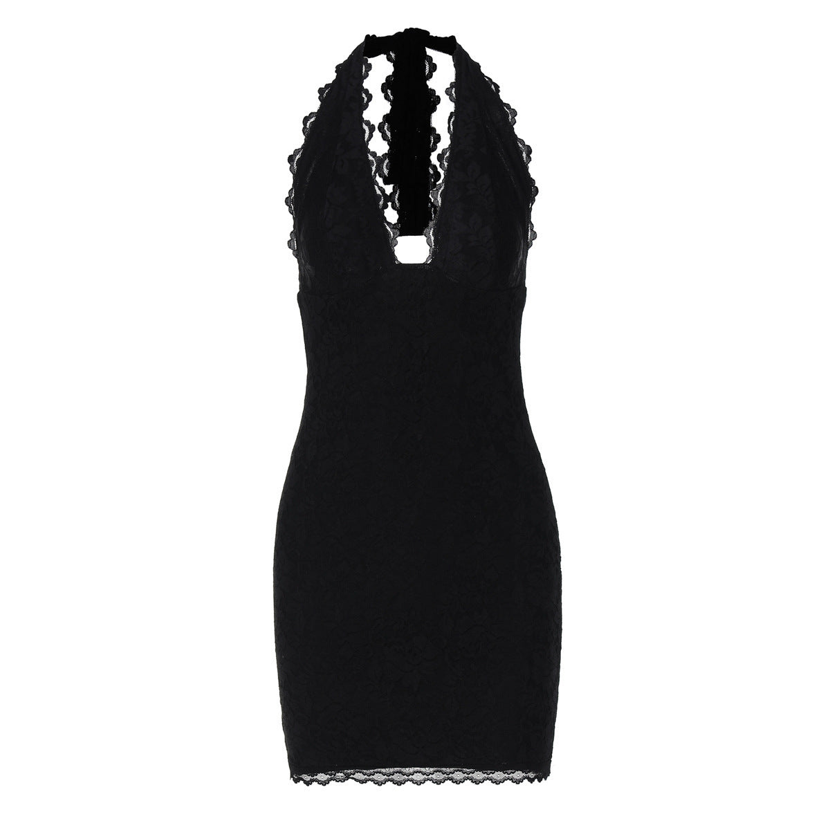 Women Summer Sexy Halter Neck Lace Slit Dress 7
