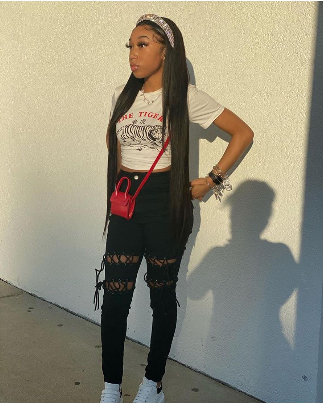 Fashion Women's Ripped Lace-Up Slim Fit Sexy Denim Pants 5