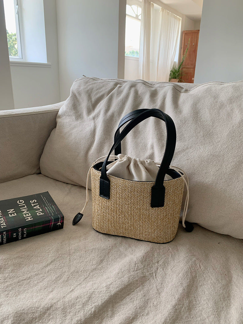 Korean Grass Woven Beach Bag Summer Casual Holidays Women's Cabbage Basket Portable Shoulder Messenger Bag