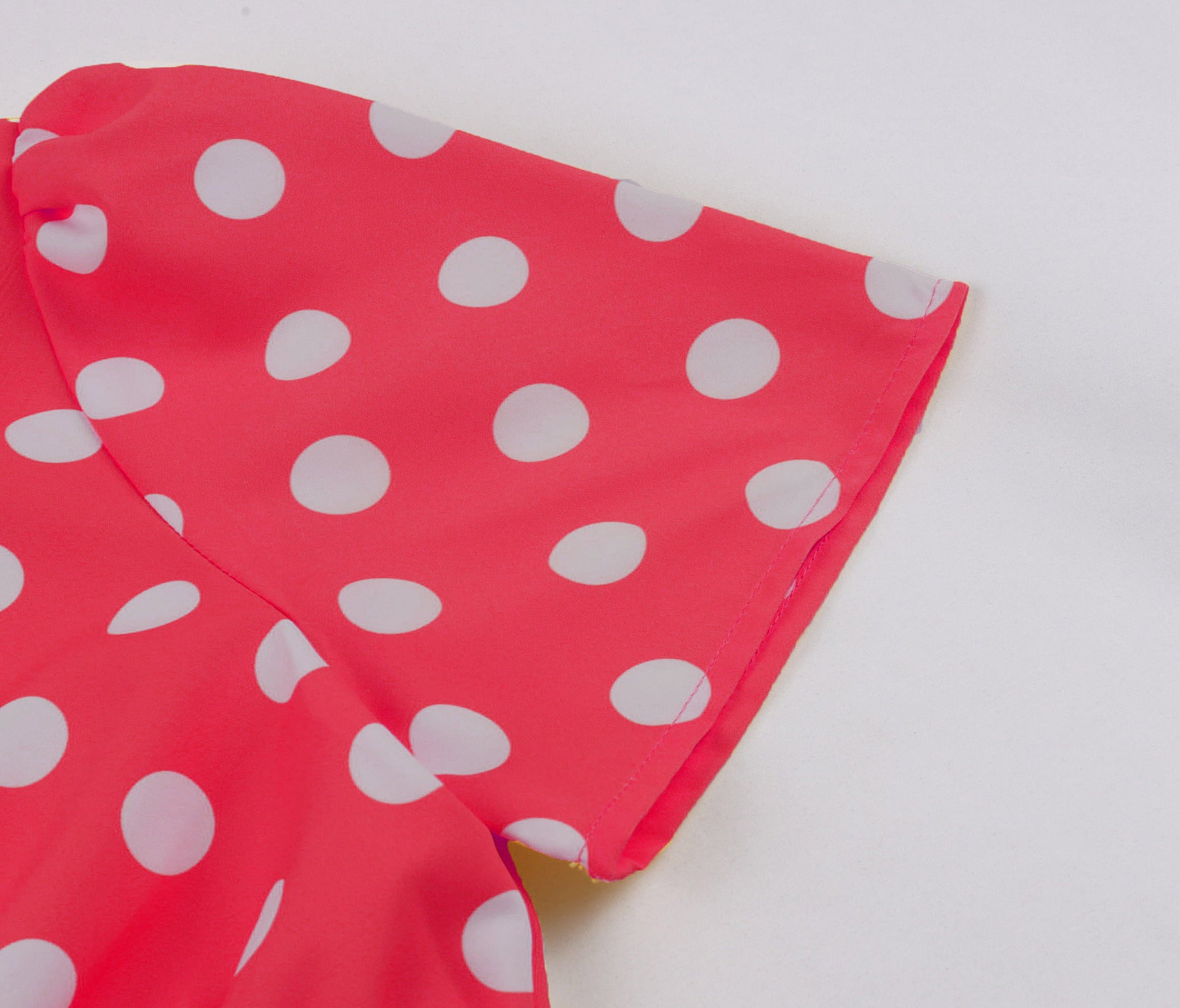 Women Round Neck Bow Tie Polka Dot Short Sleeve Dress 24