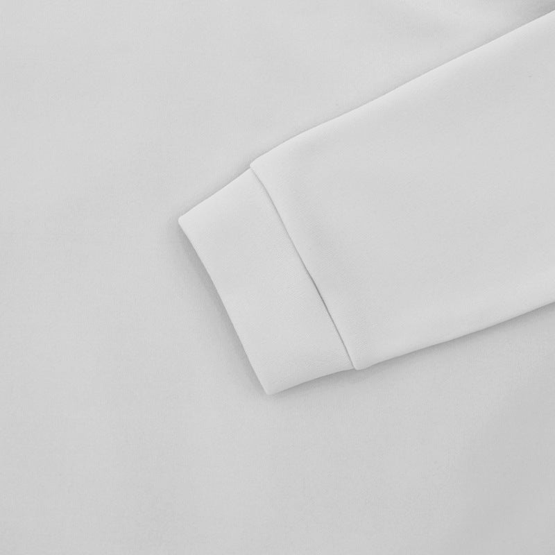 Spring And Winter Men's Casual Solid Color Long-Sleeved Zip Stand Collar T-Shirt Tops For Men 24