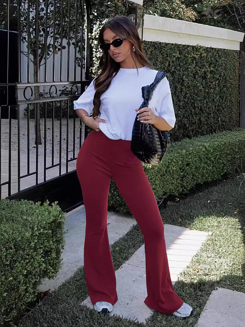 Women Elastic Bell Bottom Pants 7