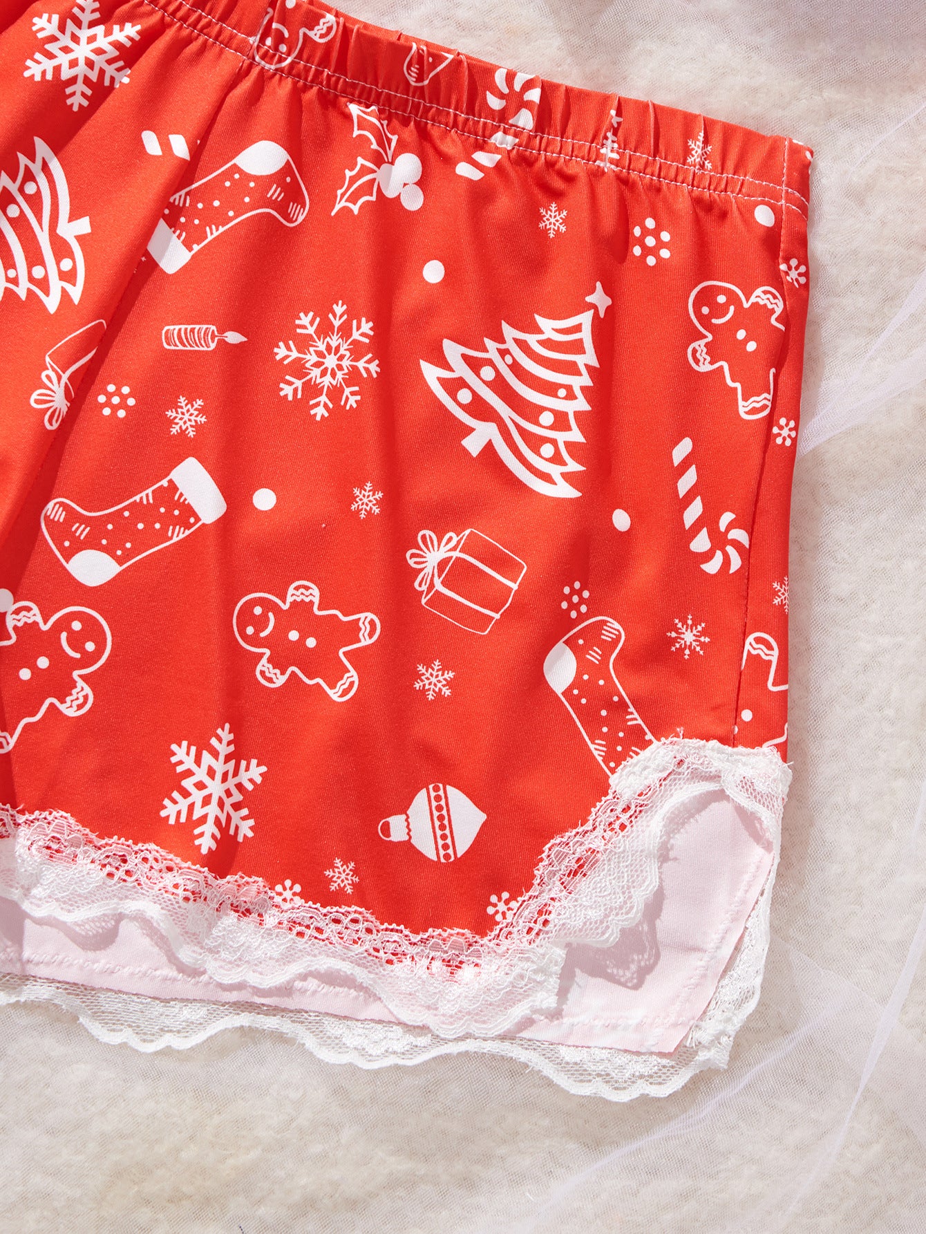 Sexy Lace Patchwork Lingerie Set Print Loungewear Two-Piece Set 11