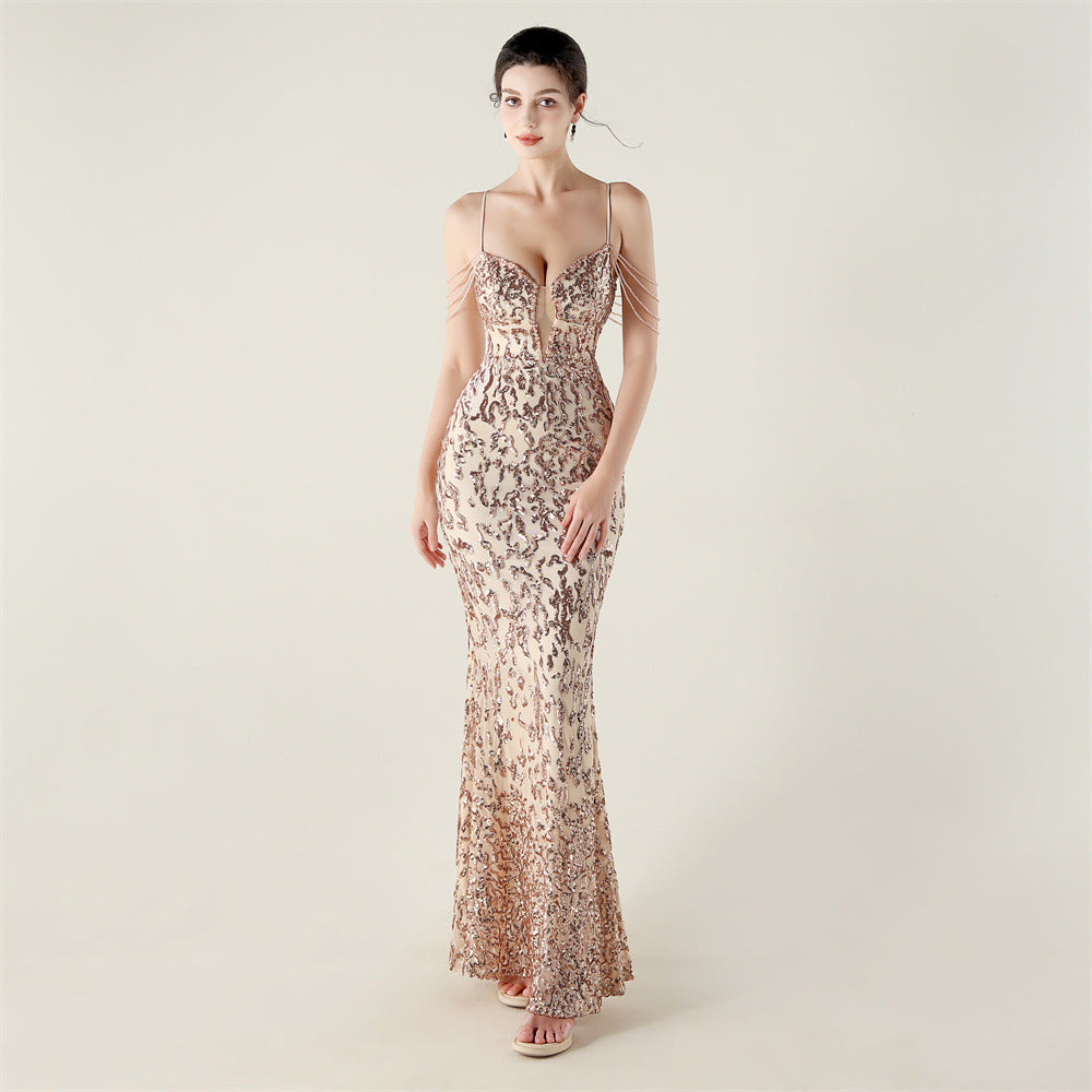 Women crystal diamond sequin embroidery Formal Party evening dress 21