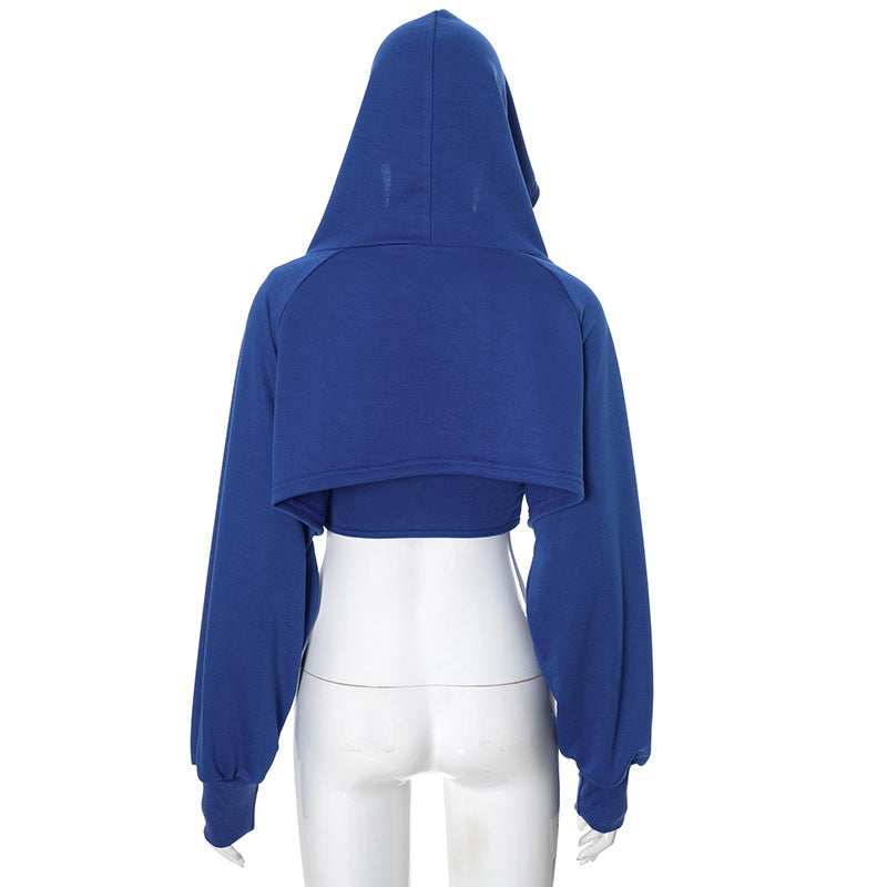 Women Fall and Winter Solid Casual Vest and Long Sleeve Crop Hoodies Two-piece Set 10