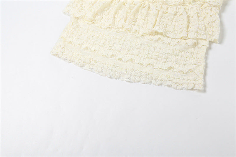 Summer Fashion Chic Sweet Solid Color Hollow Slim Pleated Two Piece Shorts Set For Women 16