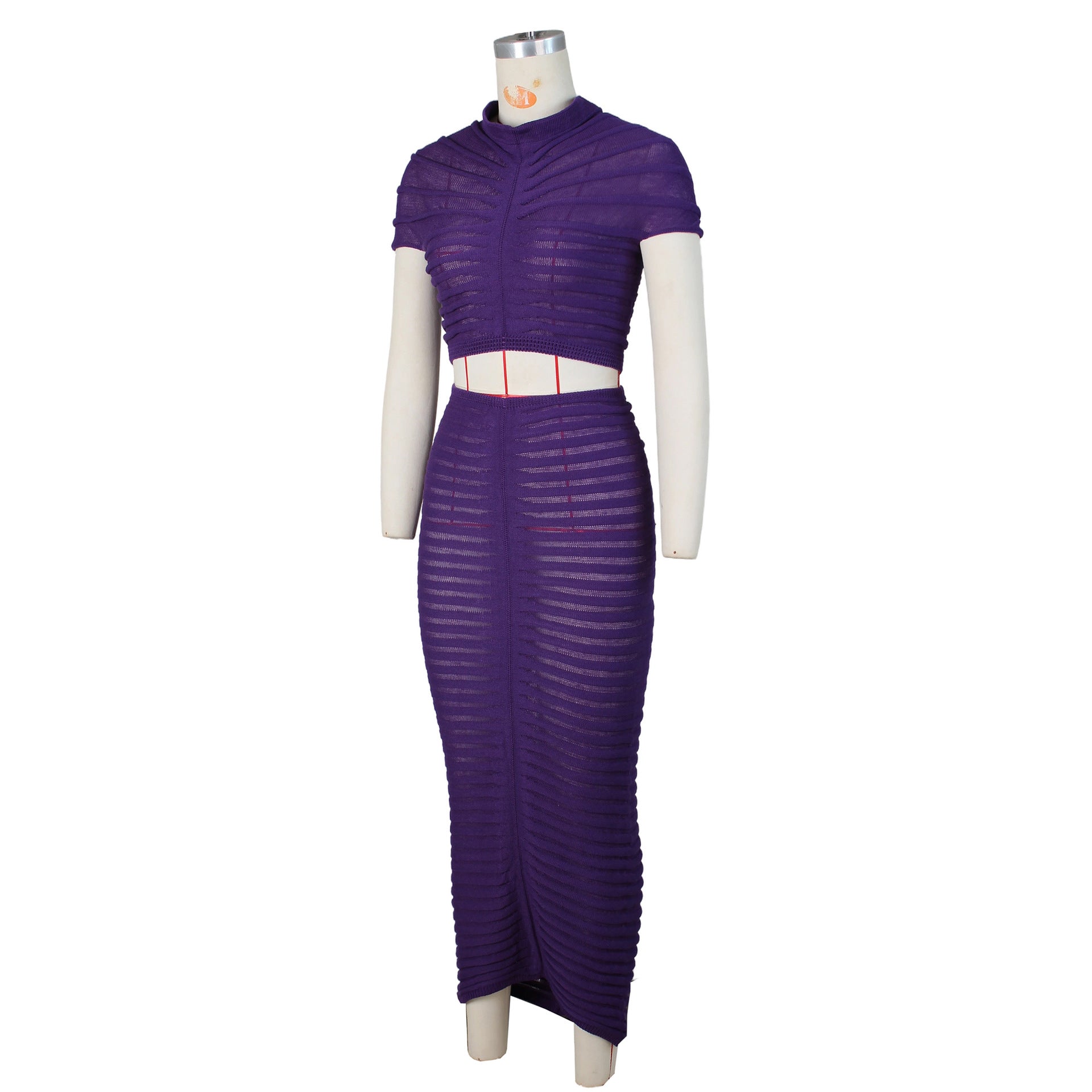 Women's Sexy Knitting See-Through Nightclub Low Waist Bodycon Two Piece Skirt Set 13