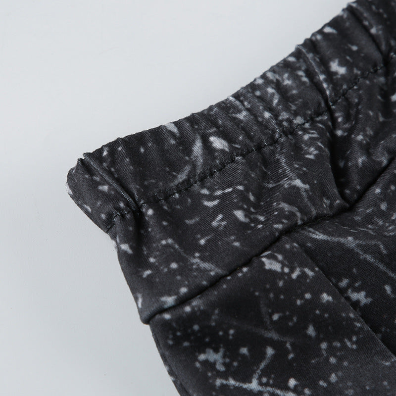 Sexy Women's Tie-Dye Print Short-Sleeved Lace-Up Crop Top Pleated A-Line Skirt Casual Two-Piece Set 22