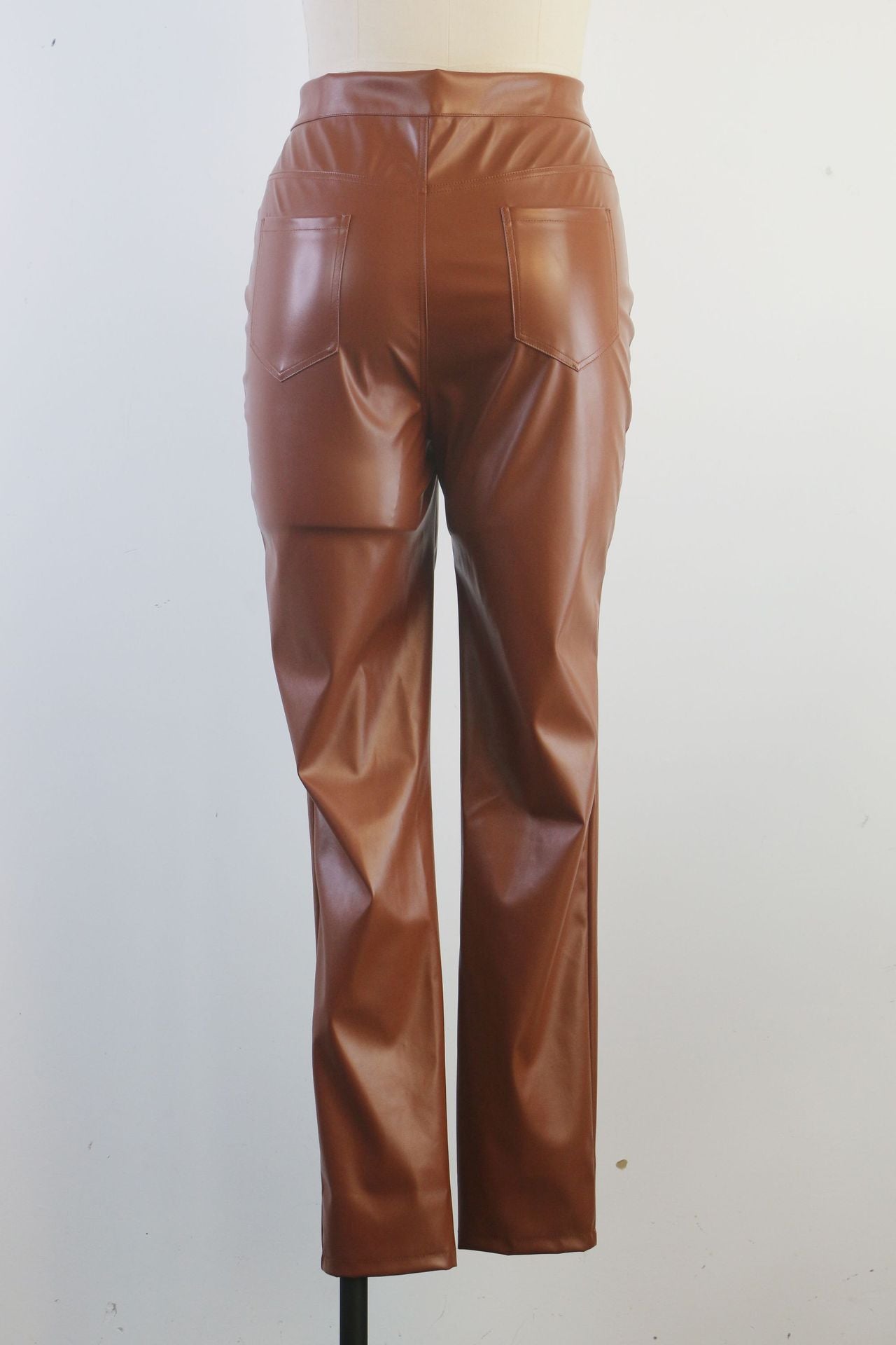 Trend Tight Fitting Pu Leather trousers Style all-match high waist pencil pants 8