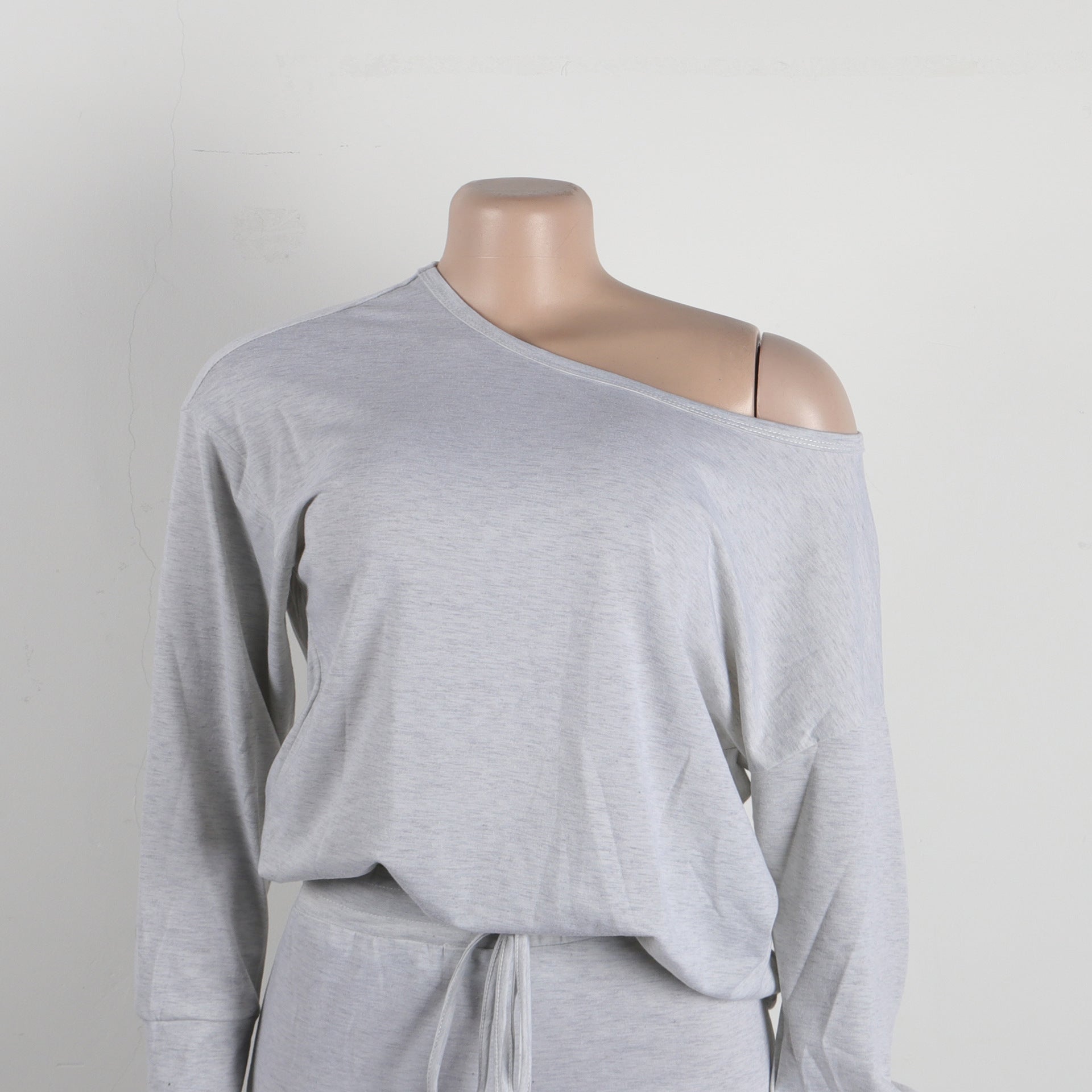 Women Solid Casual Slash Shoulder Top and Pant Two-piece Set 16