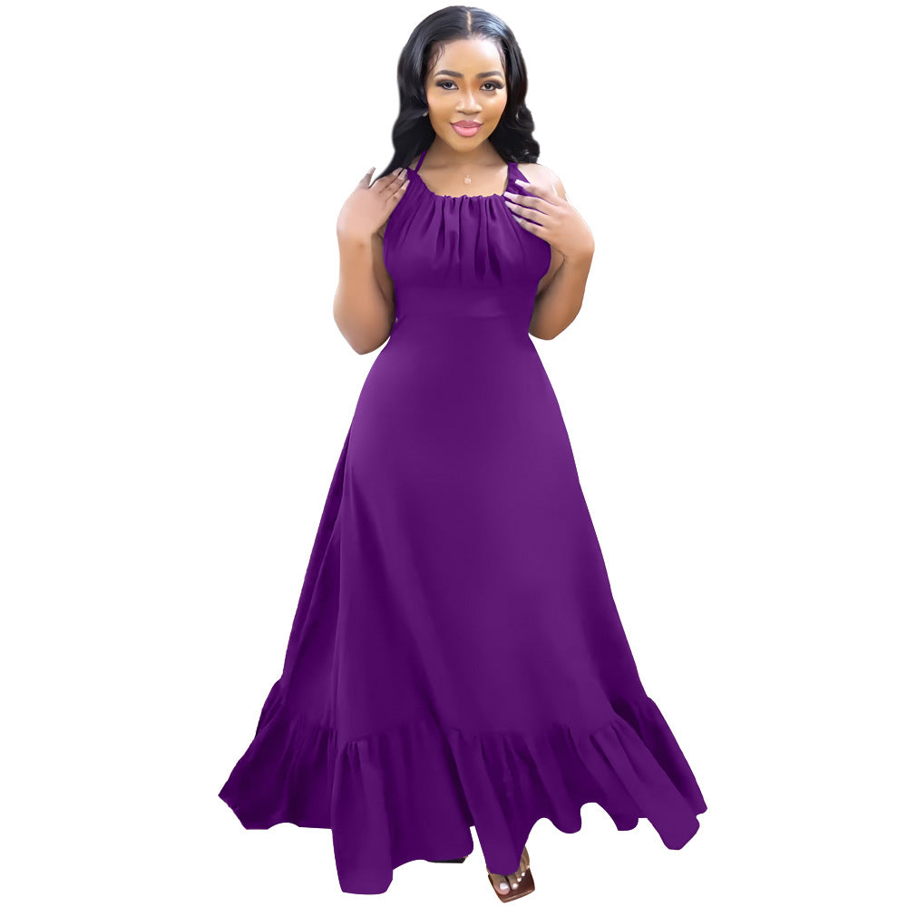 Women Sexy Backless Strappy Elegant Ruffle Dress 11