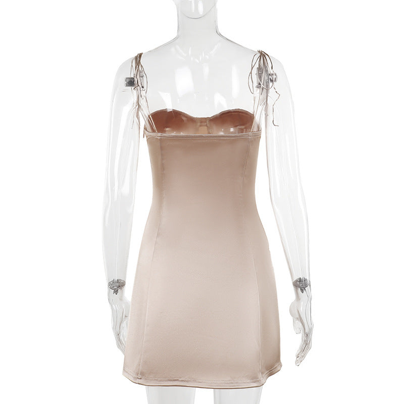 Women Sexy Plunging Lace-Up Strap Dress 8