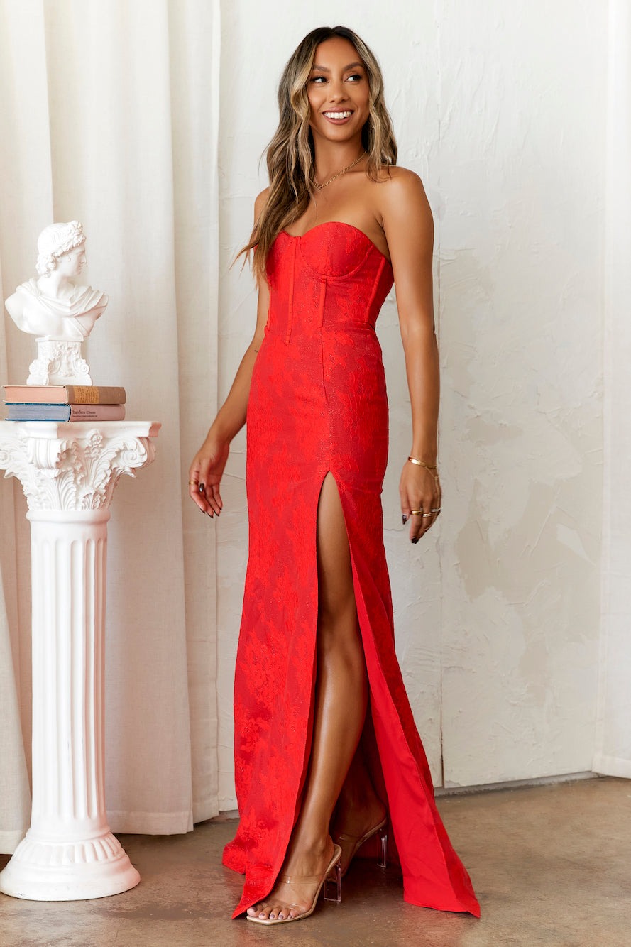 Summer Chic Strapless  Low Back High Slit Evening Dress 9