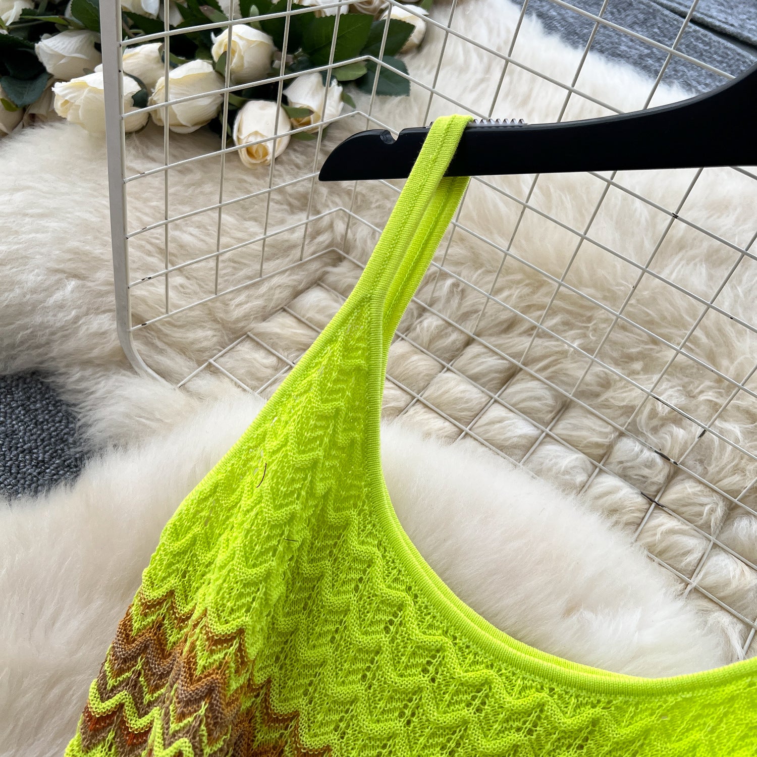 Women's Summer Strap Knitting Gradient Color Slim Bodycon Long Dress 15