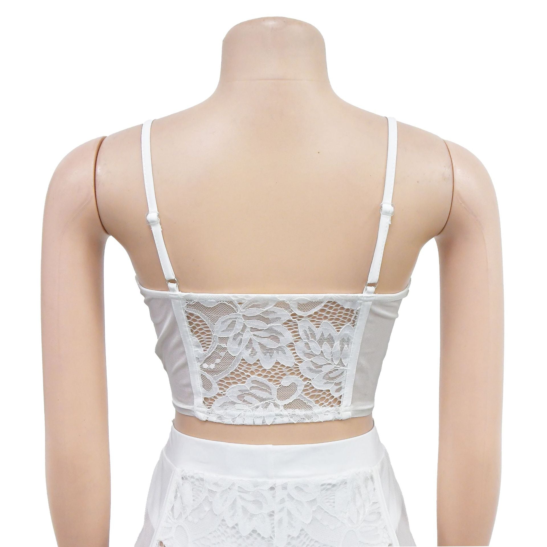 Women Solid Sexy Lace Sleeveless Top and Shorts Two-piece Set 26