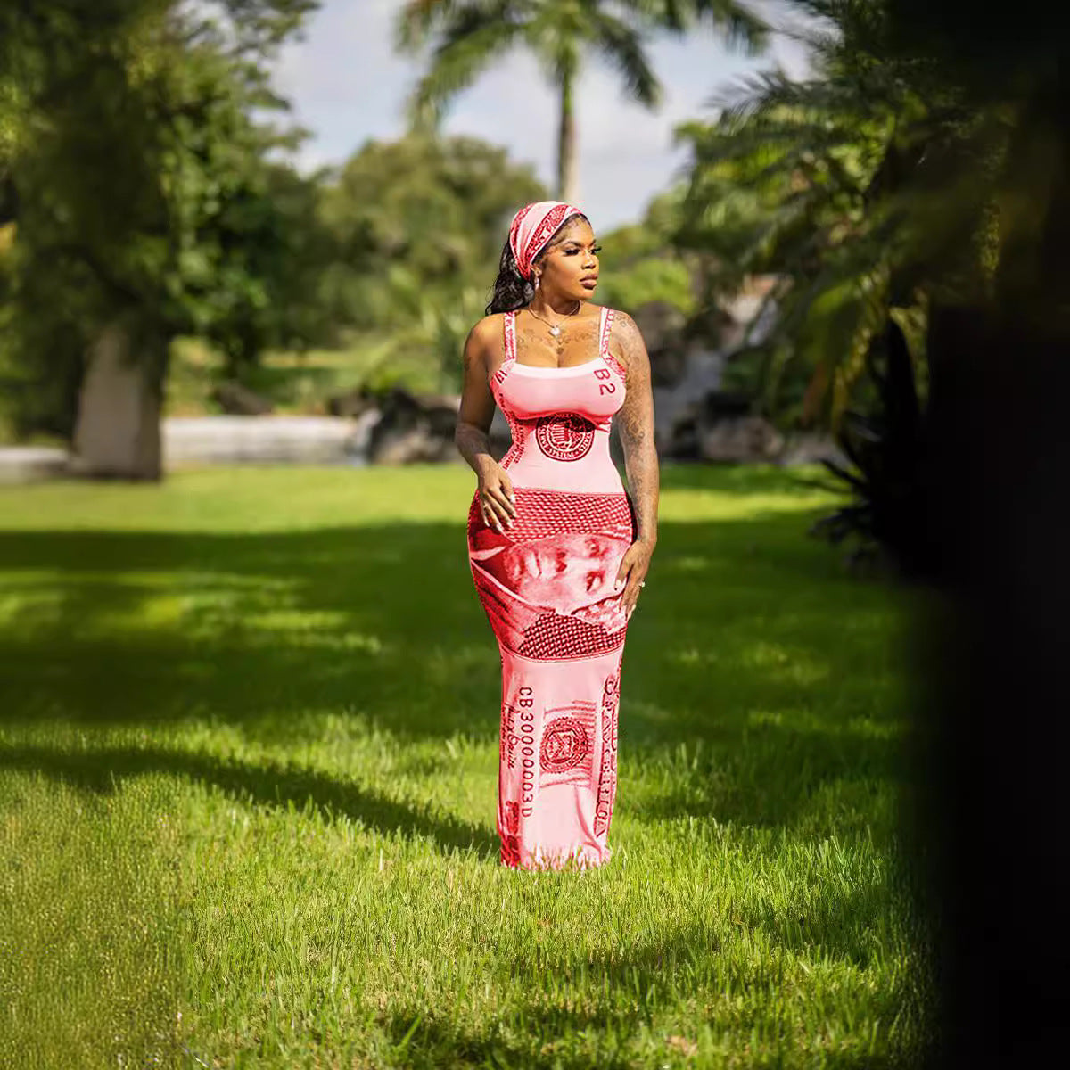 Women Printed Suspender Sexy Maxi Dress 8