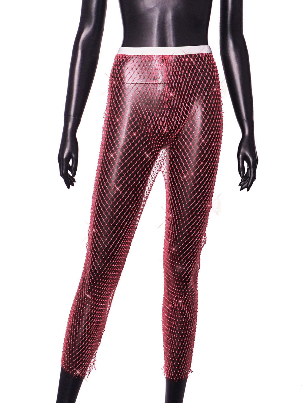 Women Sexy Rhinestone Fishnet Pants 9