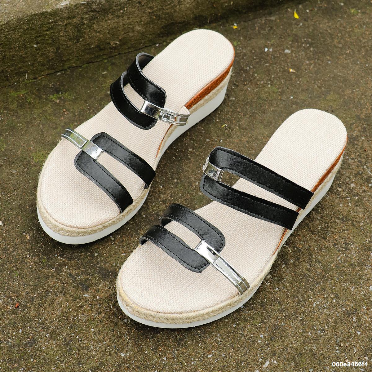 Summer Wedge Sandals Women's Fashion Buckled Thick Soled Plus Size Roman Sandals 9