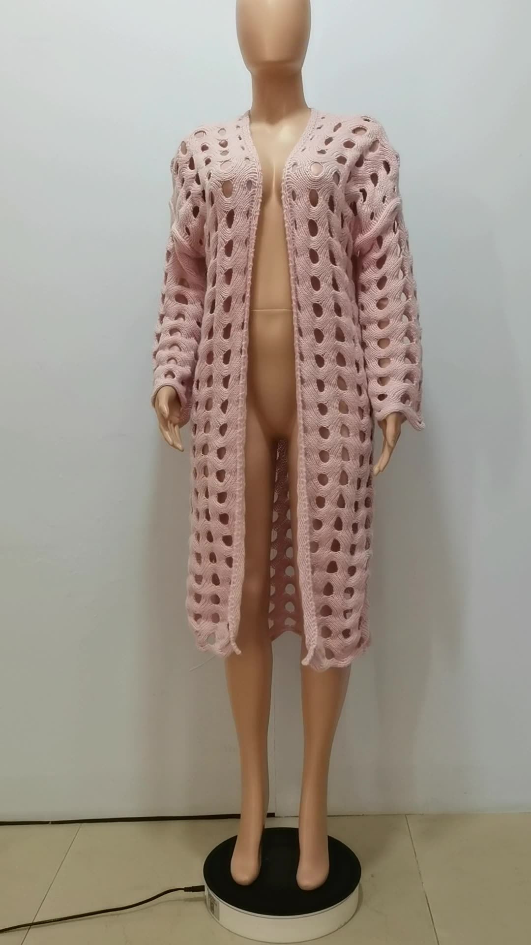 Women autumn winter knitting cutout cardigan sweater 12