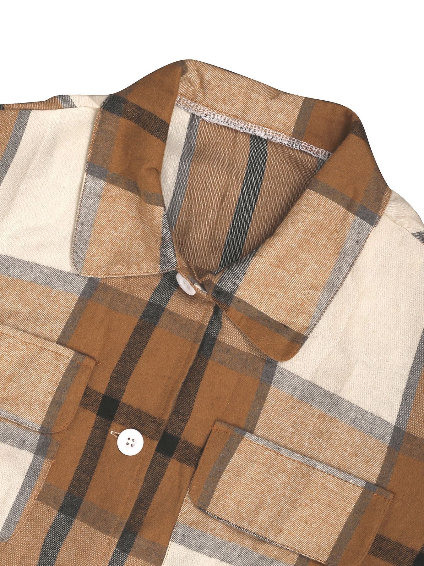 Autumn And Winter Women's Long Sleeve Plaid Shirt Long Coat 4