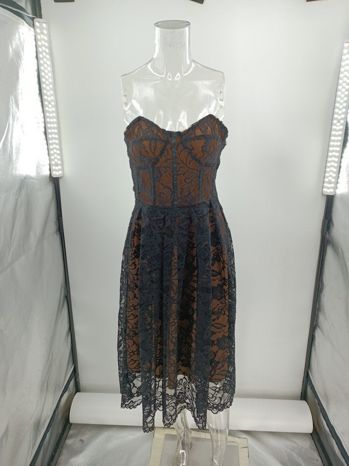 Summer sexy strapless Lace Elegant Party Dress 12