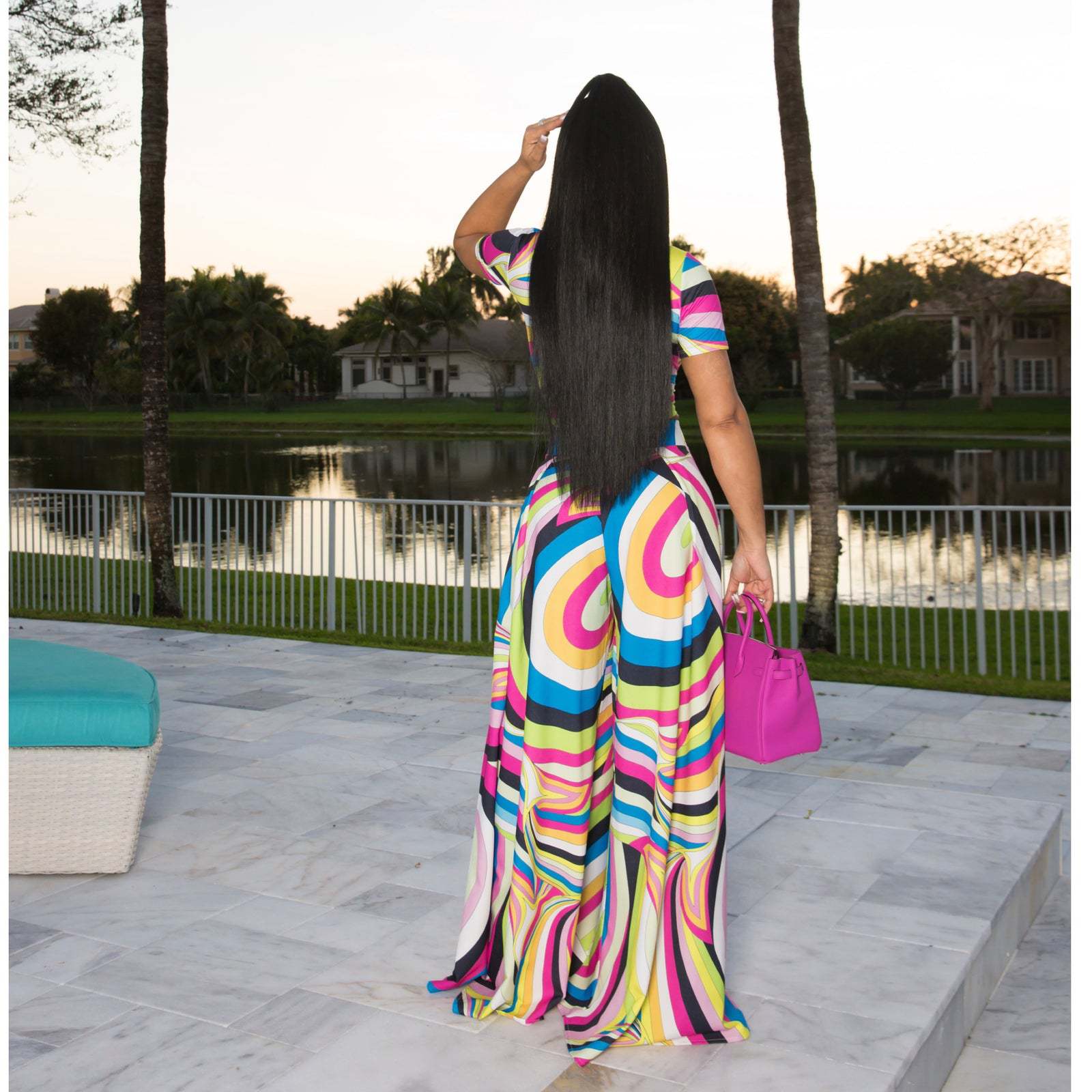 Fashion Printed Short-Sleeved Top Wide-Leg Pants Two Piece Set 4