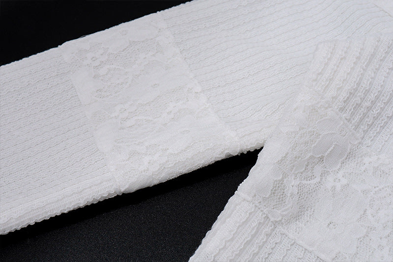 Women Sexy Square Neck Knitting Cardigan Bell Bottom Sleeve Ruffle Top and Shorts Two-piece Set 17