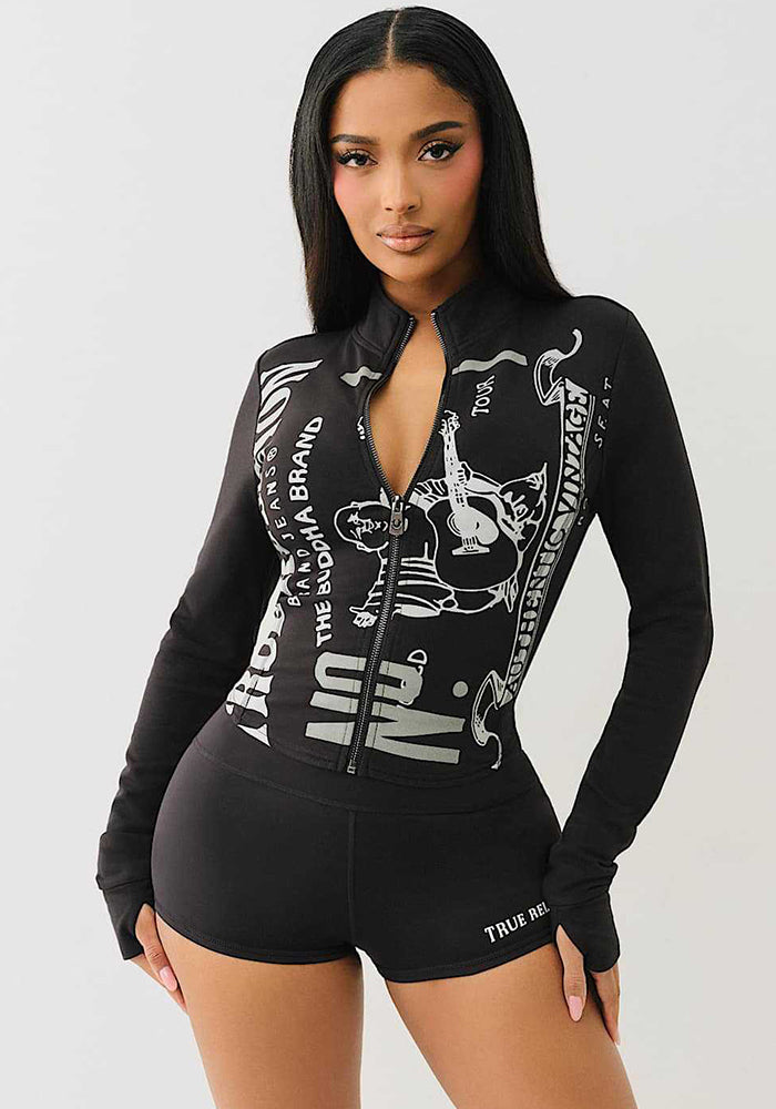 Women's Fashion Printed Long Sleeve Two Piece Shorts Set