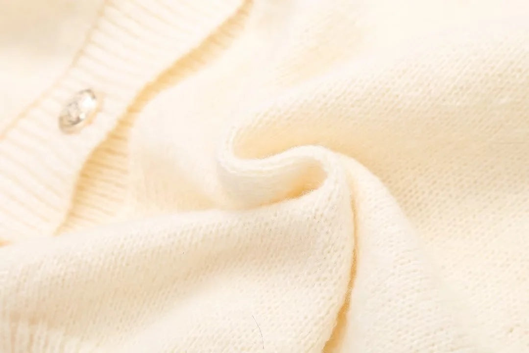 Women's Furry Patchwork Long Sleeve Button Knitting Cardigan 42