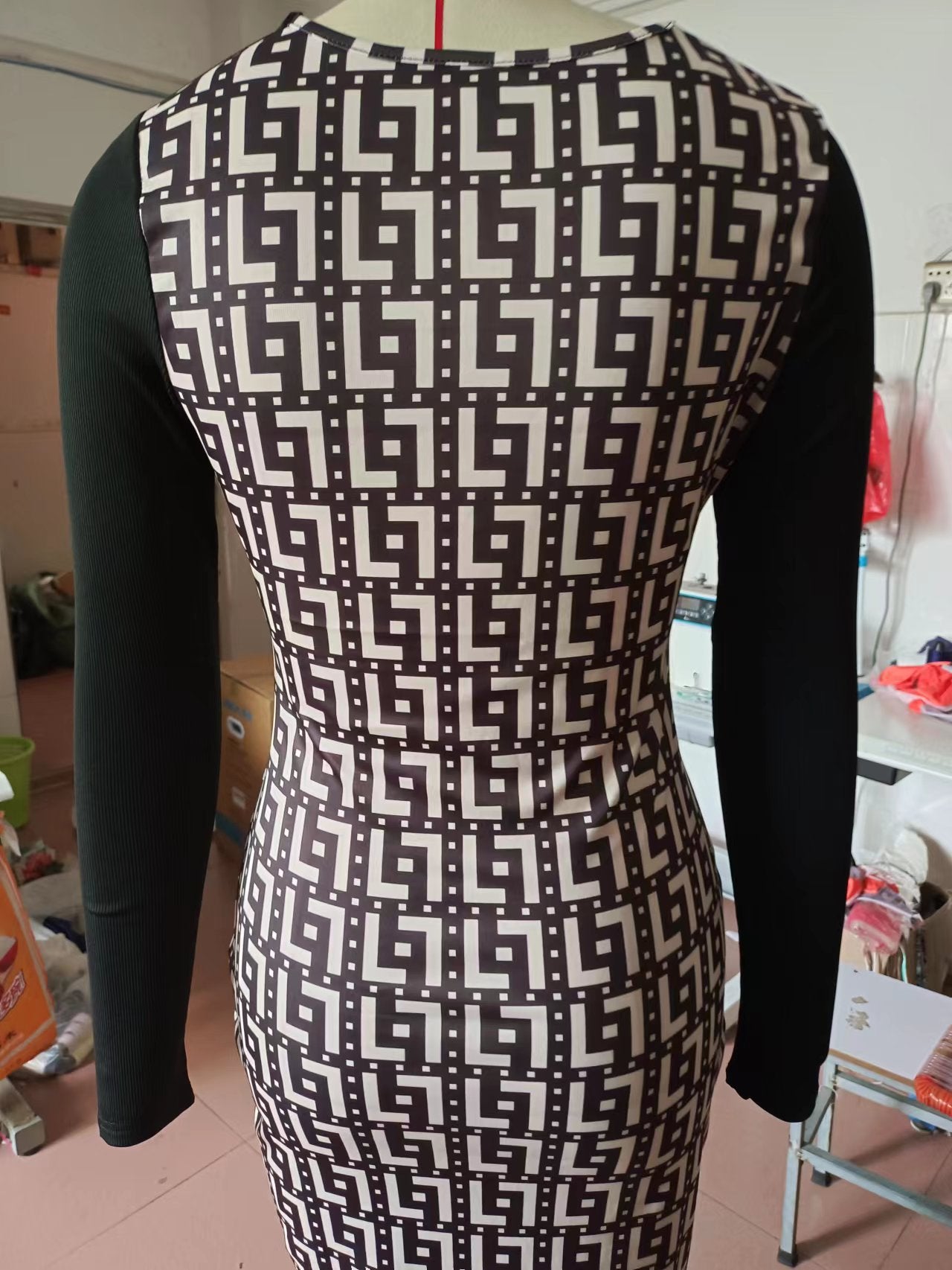 Printed Buckle with Cutout Tight Fitting Bodycon Dress 7
