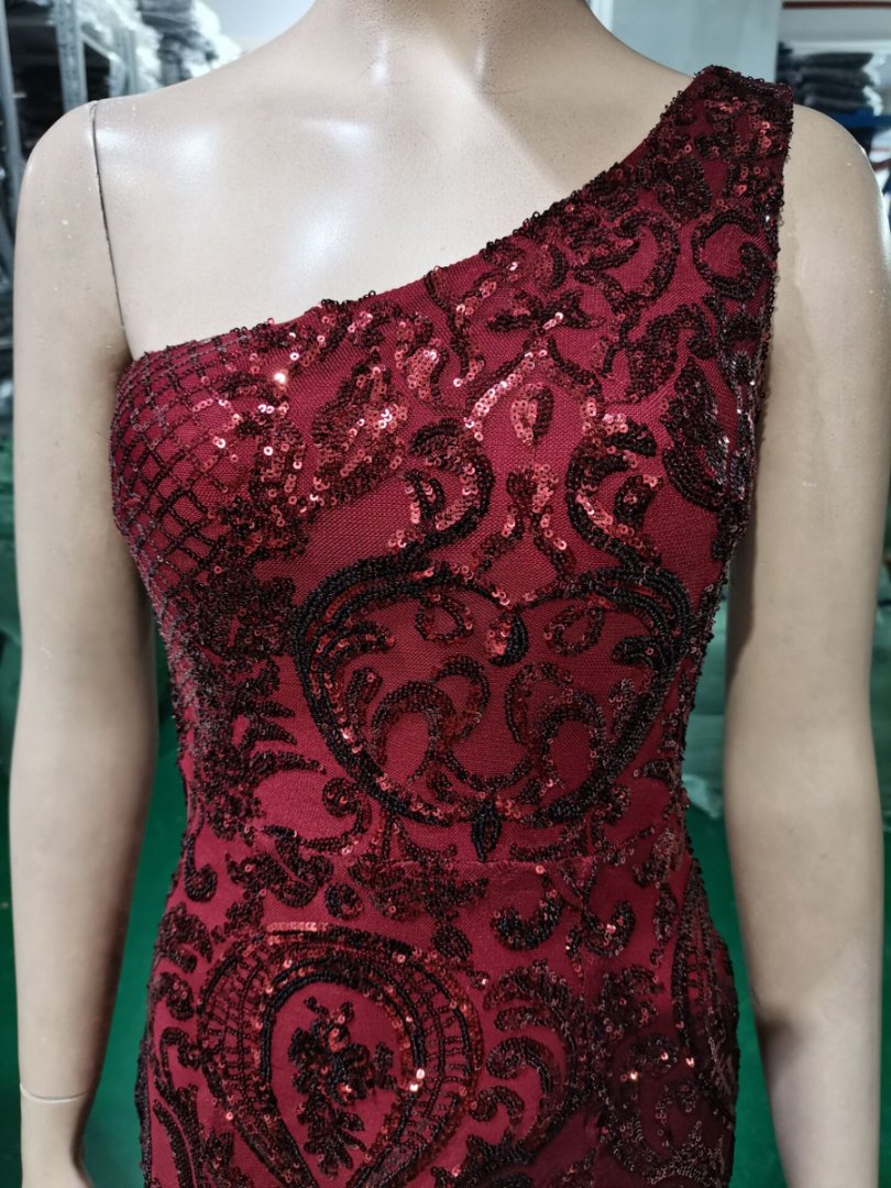 Luxury Sequin Mermail Women Formal Party Evening Dress Sexy Slash Shoulder Long Slim Bridal Gown 18