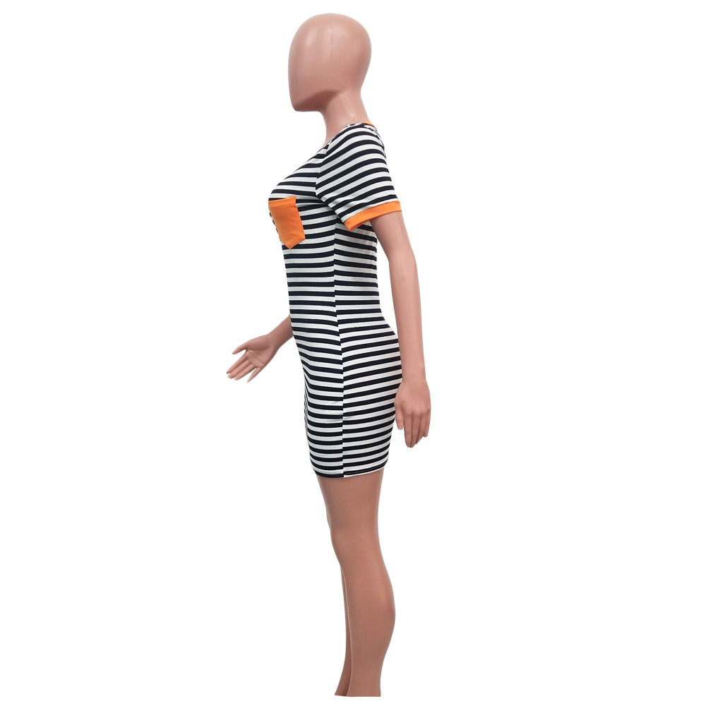 Summer Striped Print Pocket Dress 14