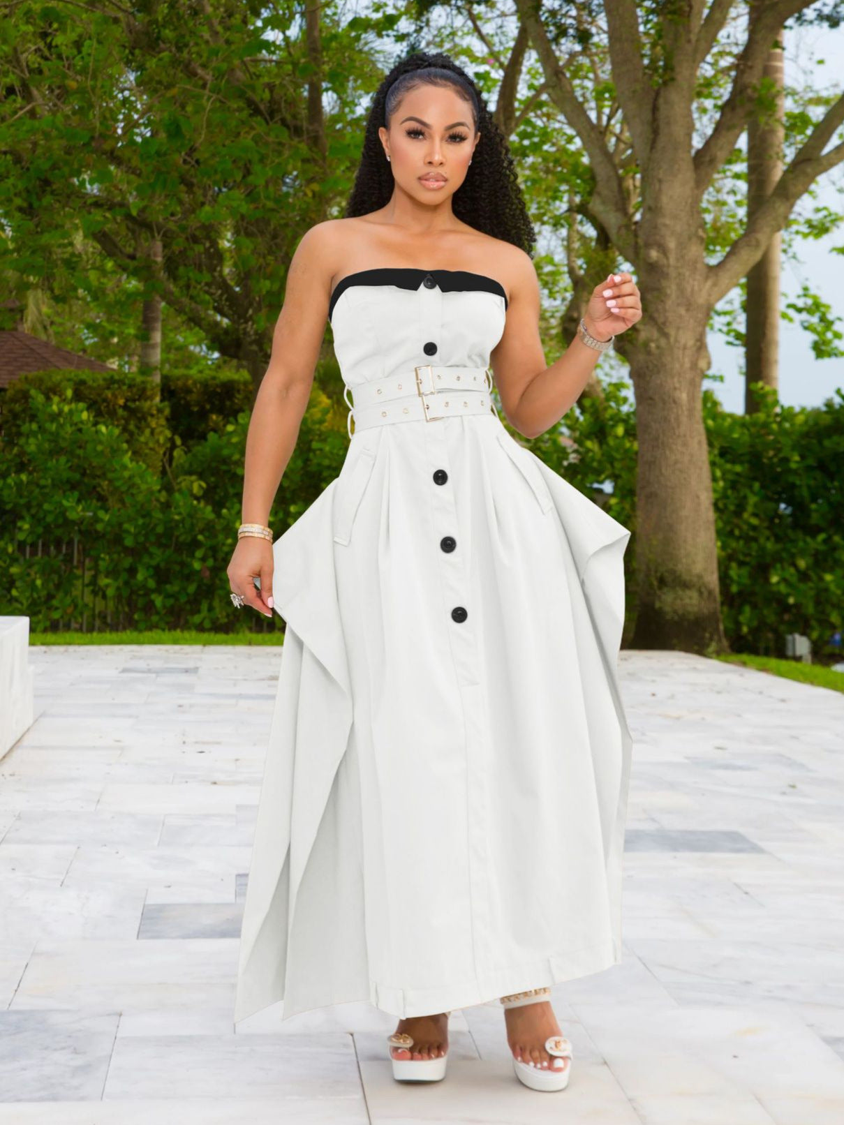 Women Sleeveless Wrap-On Belted Dress 5