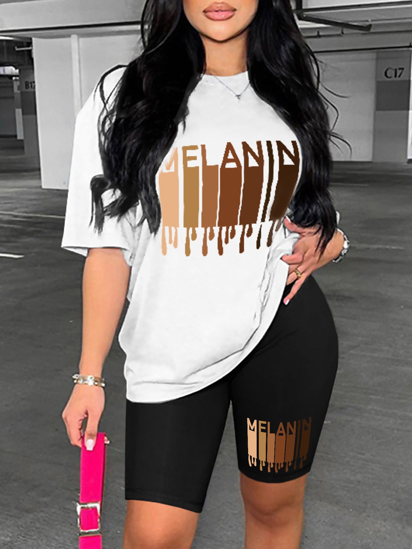 Women's Fashion Printed T-Shirt Shorts Two-Piece Set 17