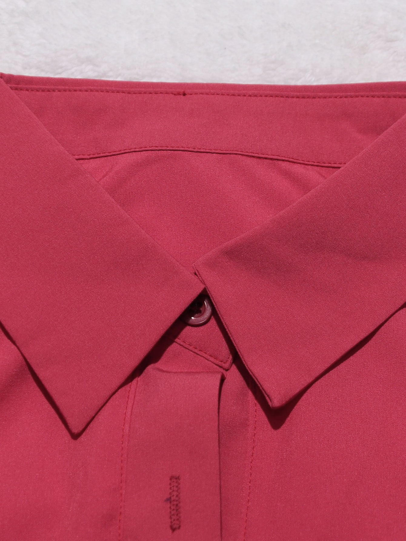 Women Spring Casual Red Long Sleeve Shirt Dress 6