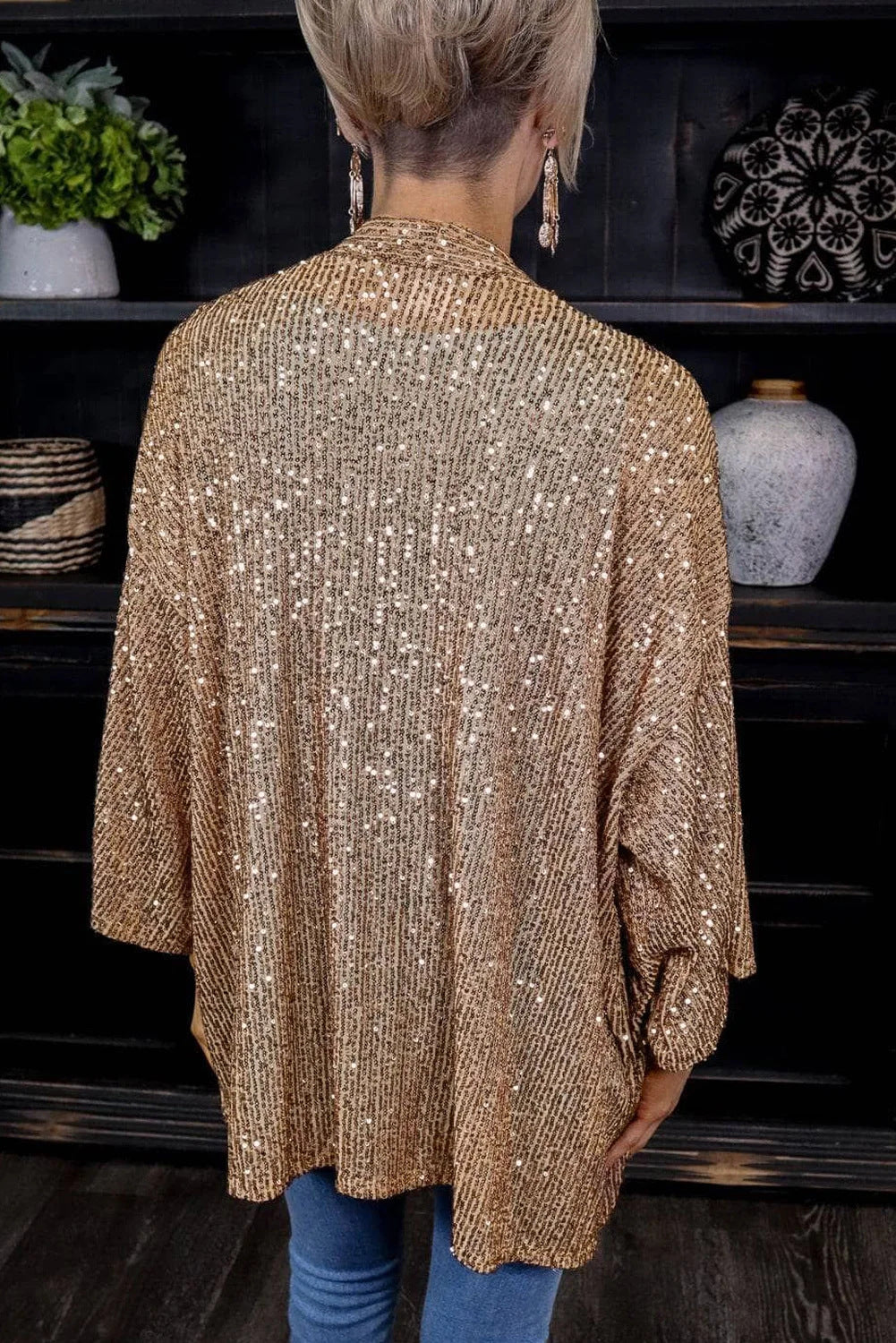 Autumn Women's Sequin Plus Size Loose Jacket 8