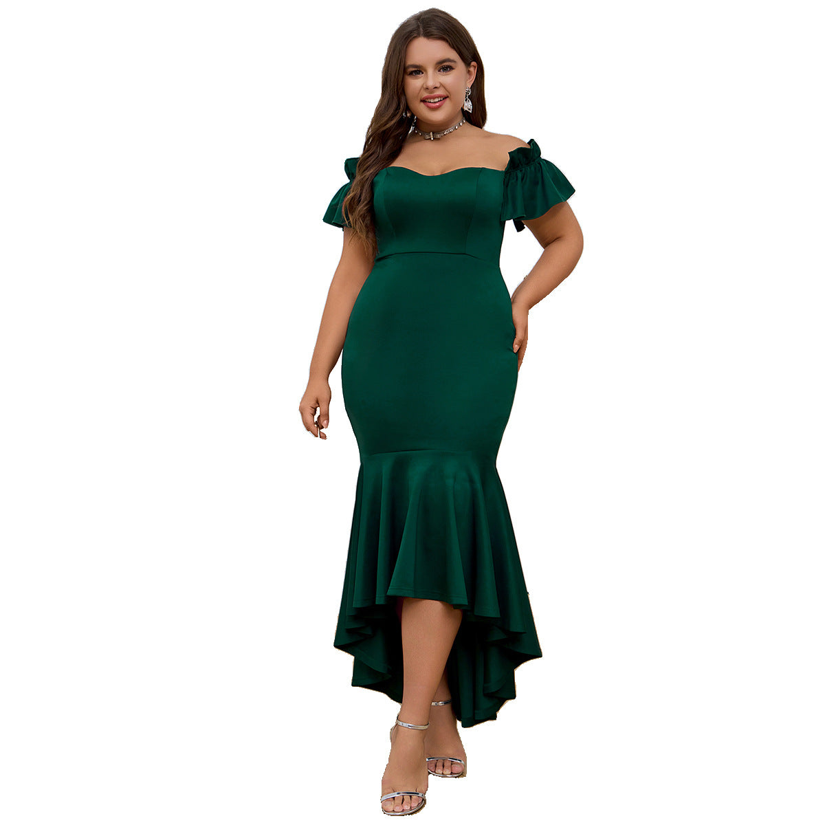Plus Size Women's Party Evening Dress Off Shoulder Slim Sexy Fishtail Swing Dress 6