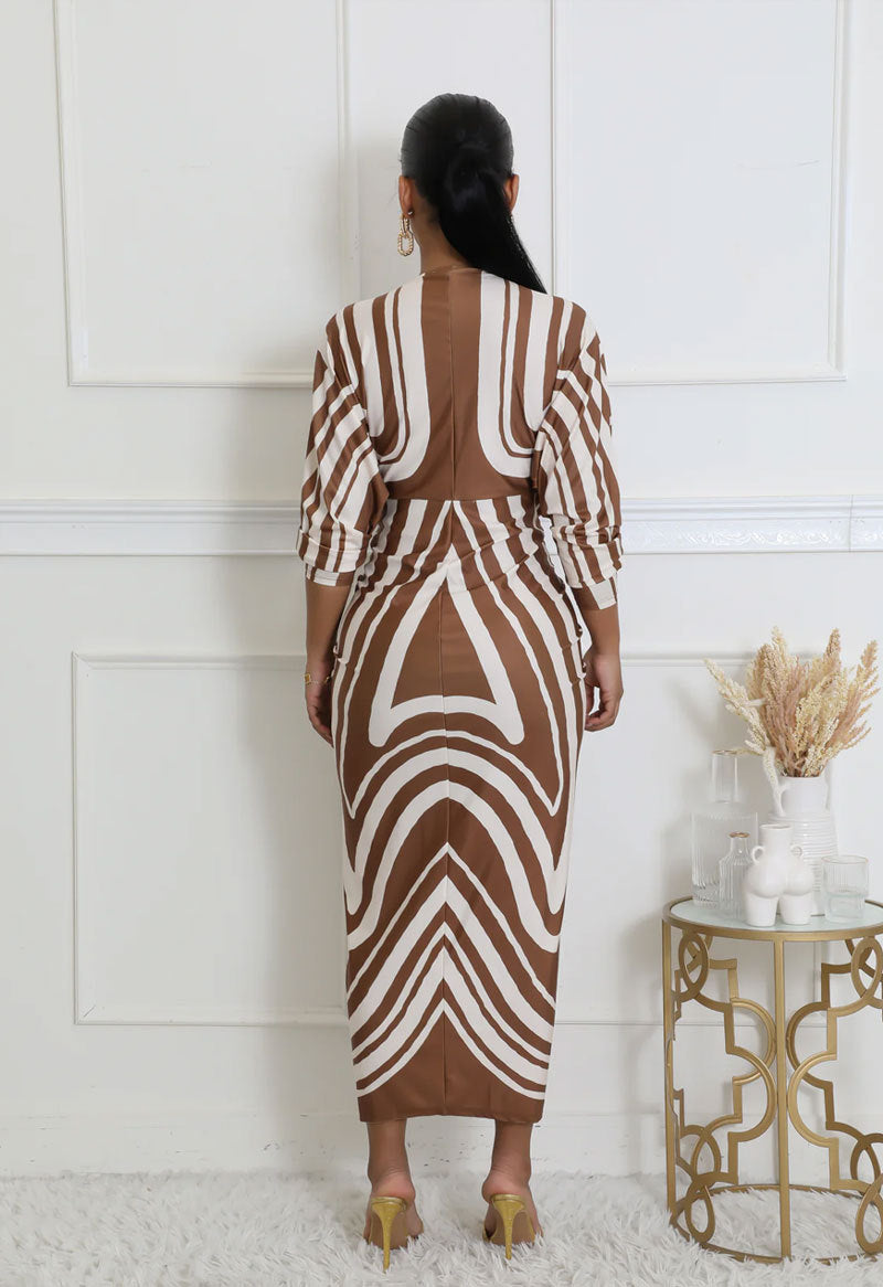 Women's Autumn Casual Printed V-Neck Long-Sleeved Sexy Dress 5