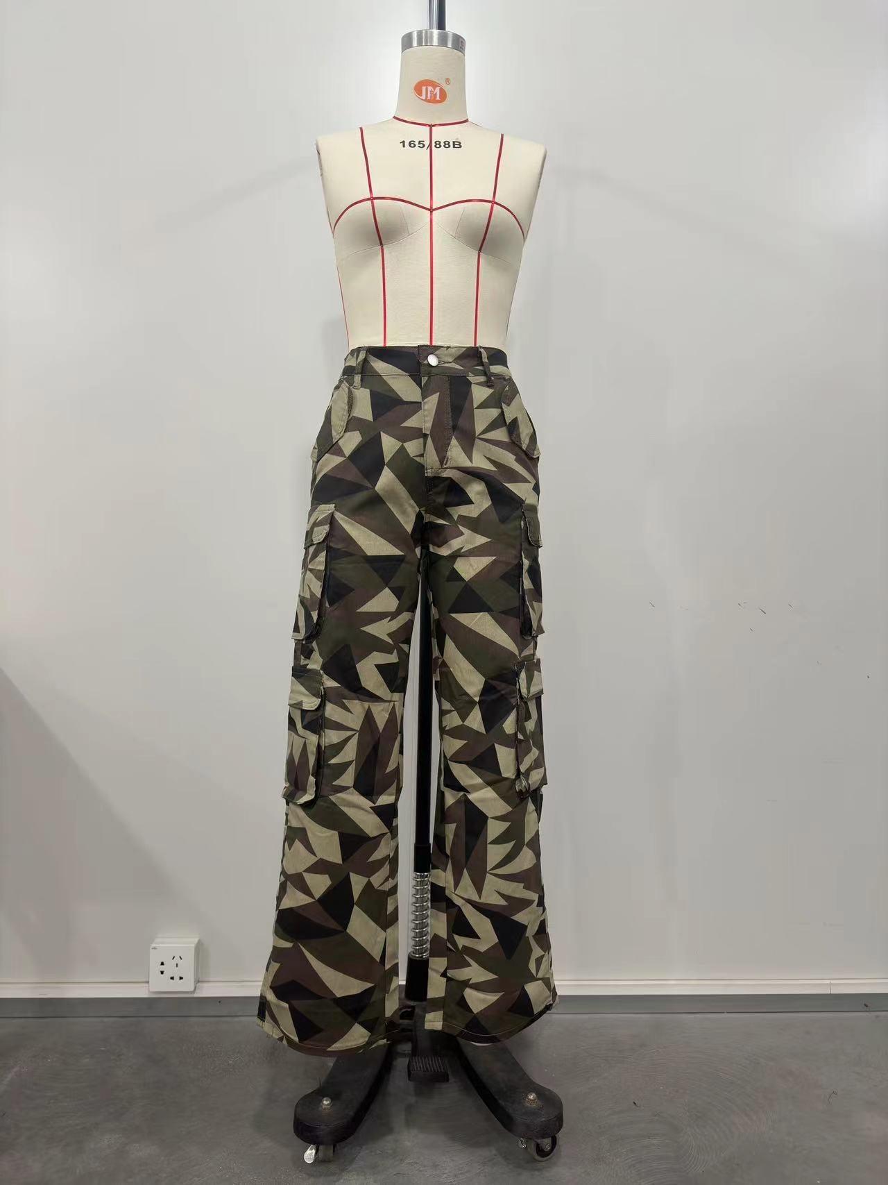Spring Summer Fashion Women's Camouflage Cargo Pocket Long Pants 6