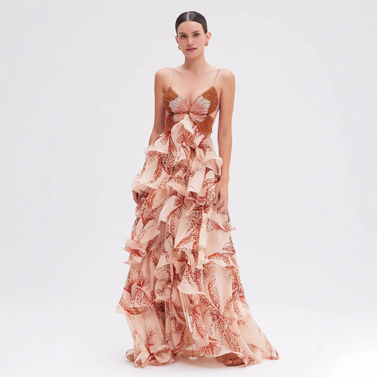 Summer Butterfly Multi-Layer Ruffle Maxi Dress 6