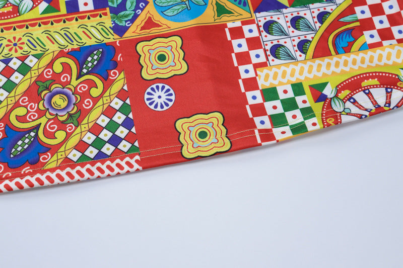 Summer Women's Fashion Printed Sexy Halter Neck Low Back Dress 11