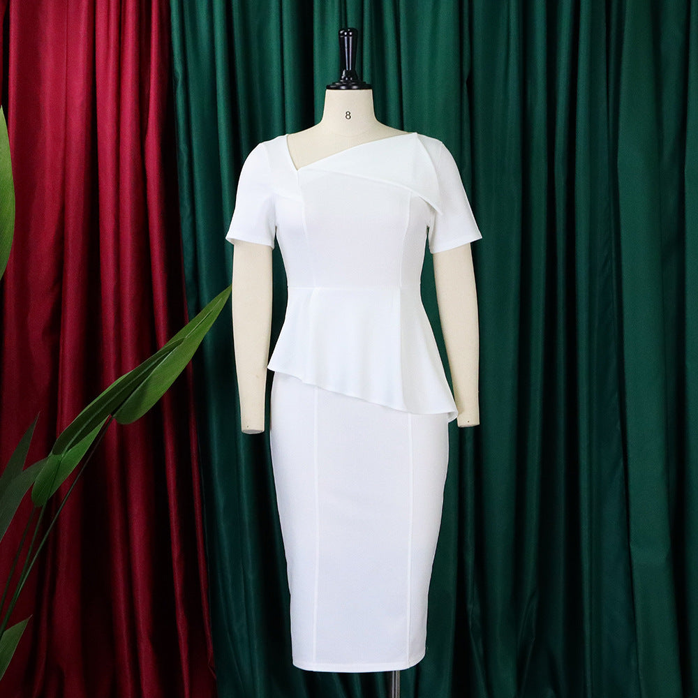 Women's Chic Tonle Fashion Slash Shoulder Dress 20