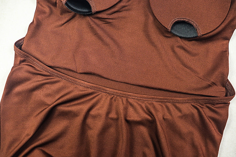 Women solid pleated suspender bodycon dress 15