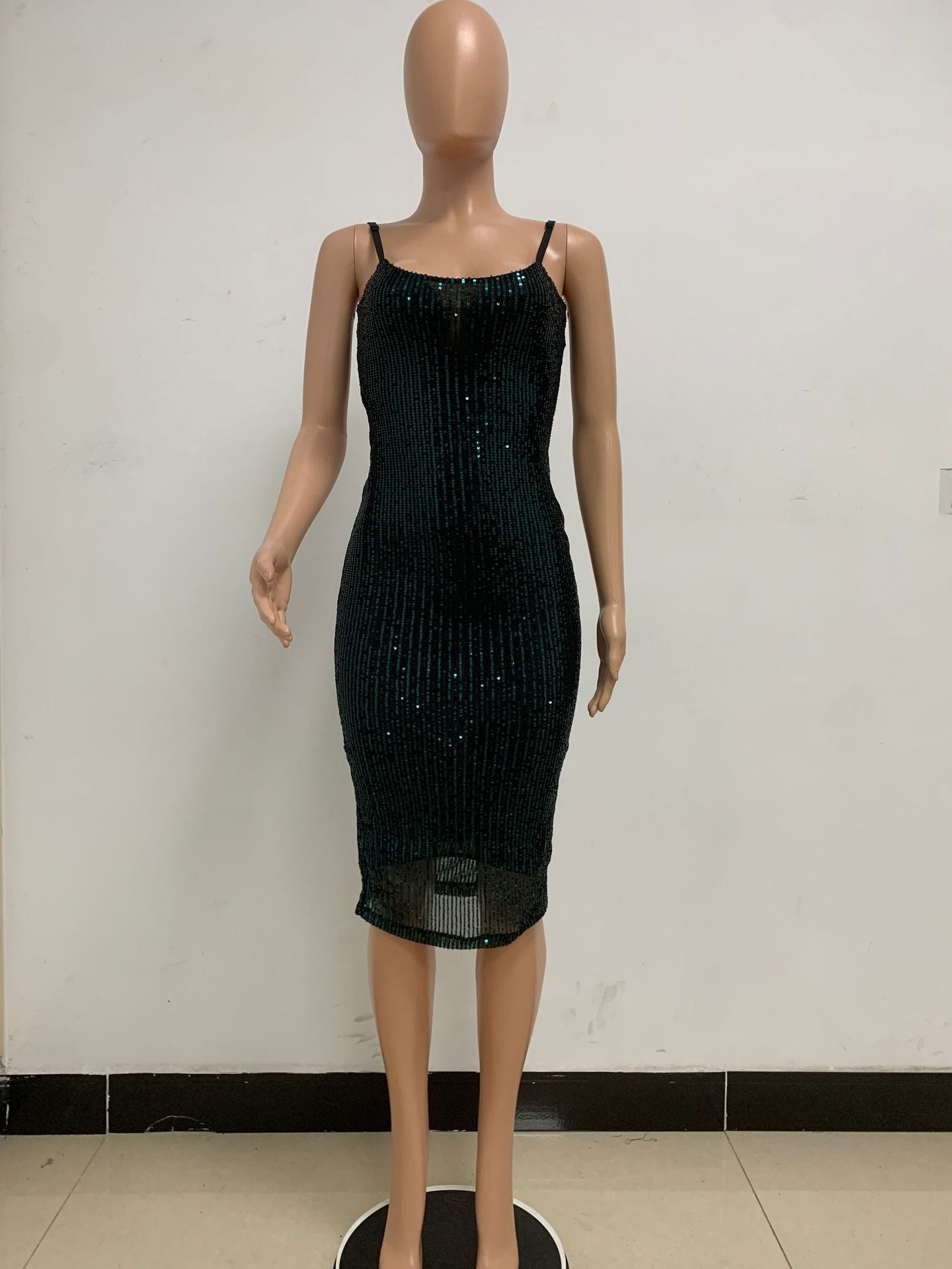 Summer Women's Sleeveless Low Back Straps Sequin Party Dress 67