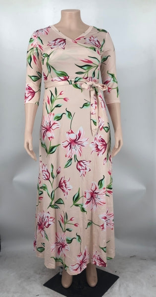 Plus Size Women Casual Print Maxi Dress 17