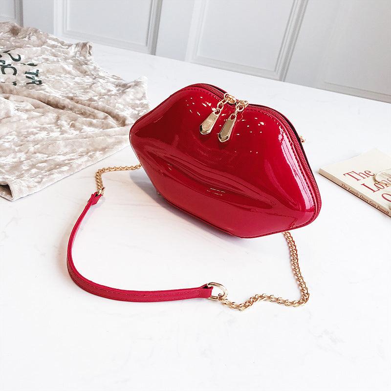 Women Pu-Leather Big Lips Evening Chain Bag Crossbody Bag 10