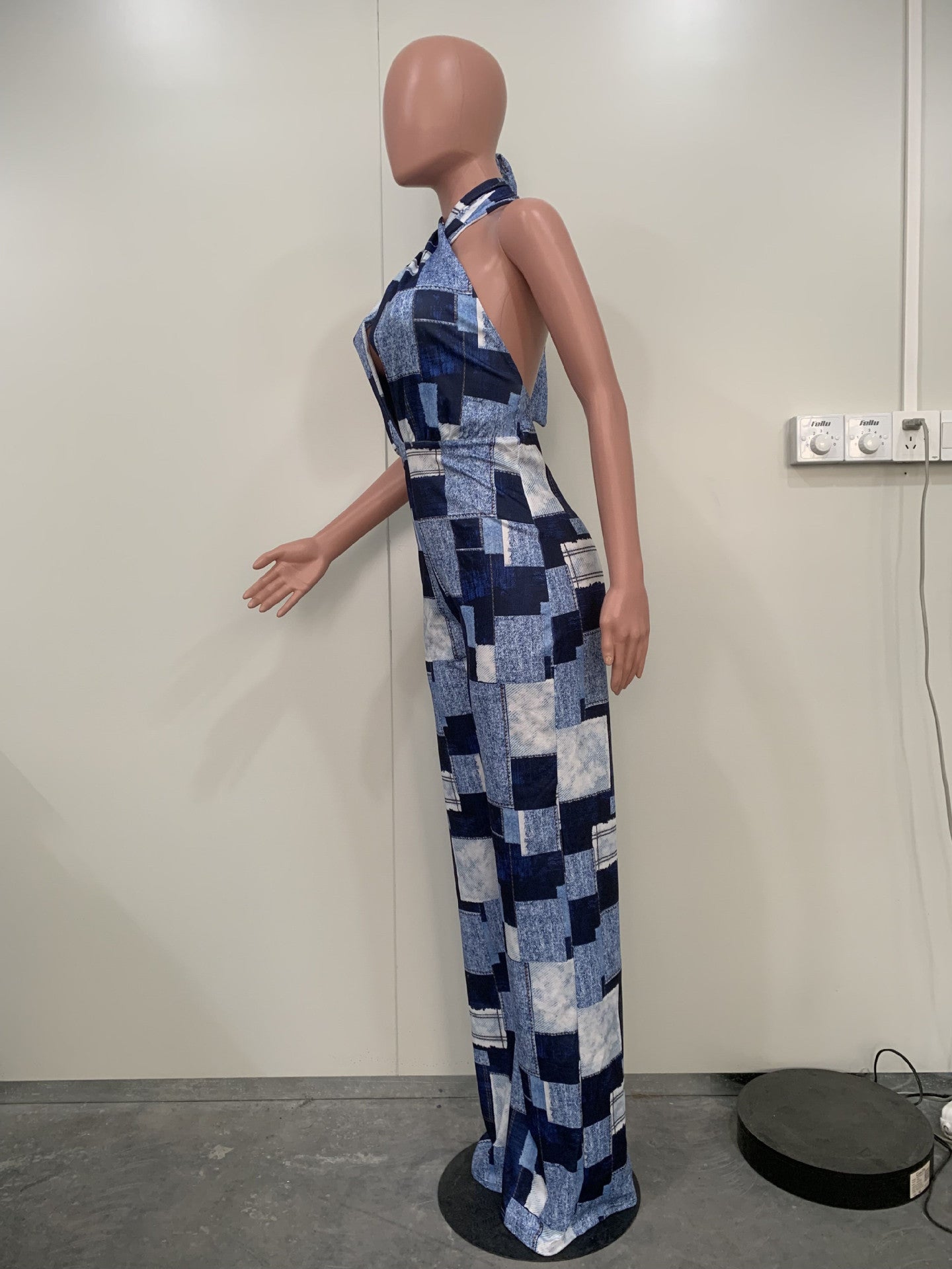 Ladies Plaid Street Trend Loose Digital Print Sexy Jumpsuit 10