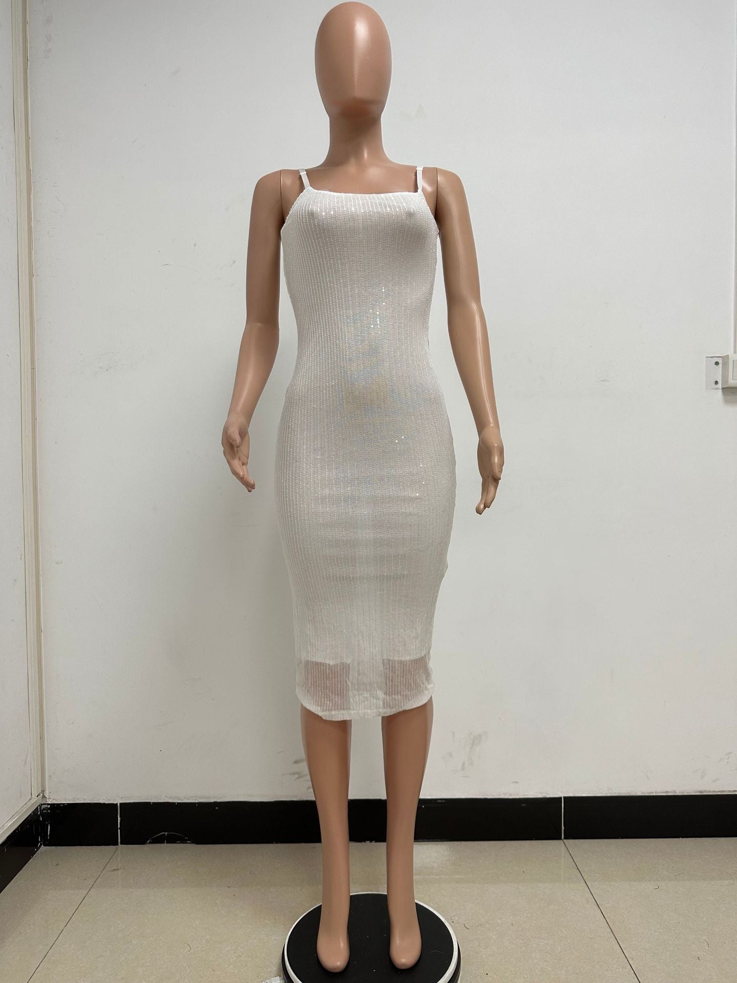 Summer Women's Sleeveless Low Back Straps Sequin Party Dress 47