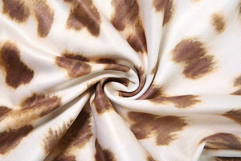 Spring and Summer Sexy Crop Slim Hooded Leopard Print Top and High Waist Shorts Two Piece Set 16